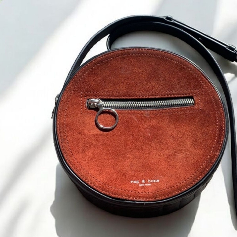 Rag & Bone Circle Leather Suede Crossbody Bag.
